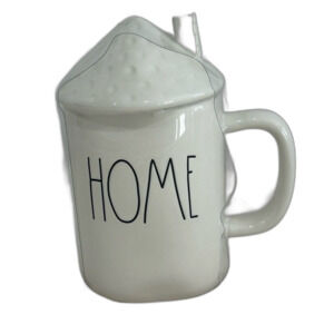 Rae Dunn Artisan Collection by Magenta “ HOME” Embossed Ceramic Mug /Lid. NEW